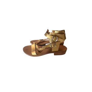 Anthropologie Latigo gold summer‎ sandals Leather Womens Size 9
